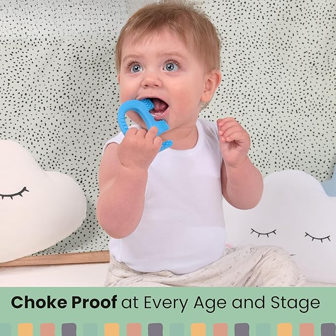 Teething Toys for Babies Age 0 to 6 Months - Baby Elefun 5X Pain Relief Smart Teether - Zero Developmental Delay Silicone Baby Teething Toy Ring - Cute Infant Shower Gift Chew Toys for Babies