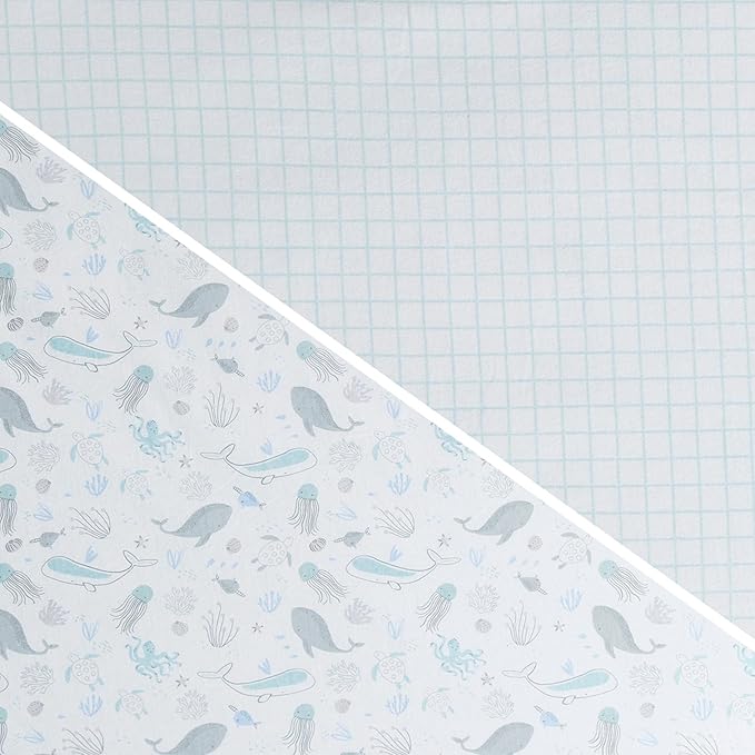 Delta Children 100% Organic Jersey Cotton Baby Receiving Blankets for Girls and Boys – 30x40 Inches - GOTS Certified (Pack of 2), Sea Life