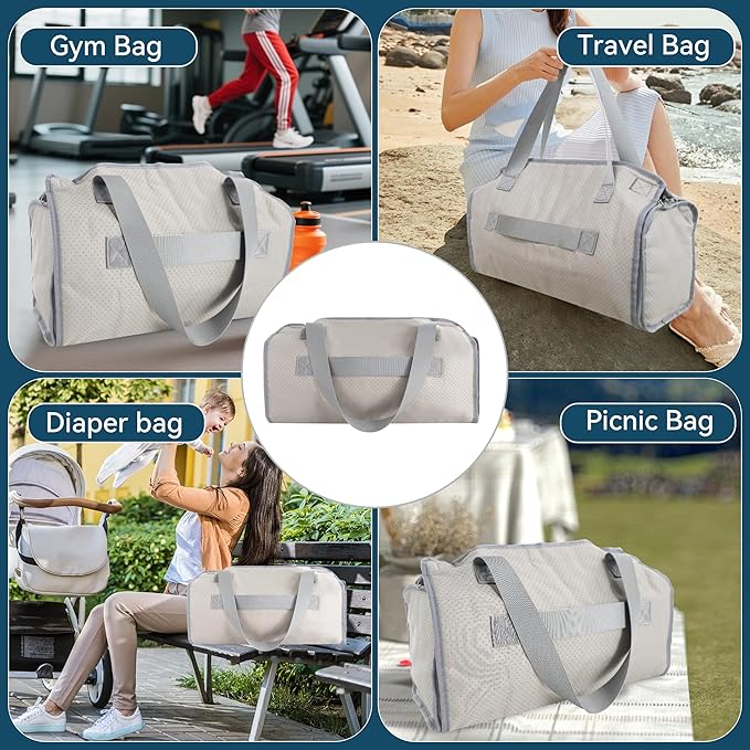 Toddler Airplane Bed & Travel Bag 2 in 1, Portable Airplane Seat Extender for Kids, Adjustable Footrest Baby Airplane Travel Essentials, Carry On Gym Weekender Bag for Mommy (Grey)