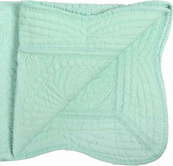 MONOBLANKS Baby Quilt Personlized Monogram Lightweight Embossed Scalloped Throw Blanket Four Seasons (Mint)