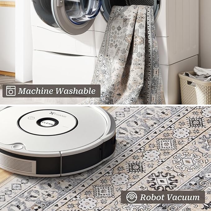 zesthome Washable Runner Rug 2.5x8 - Stain Resistant Entryway Rug,Ultra-Thin Kitchen Rugs, Anti Slip Backing Runner Rugs for Entrance Laundry Room Indoor Hallway (Beige,2.5'x8')