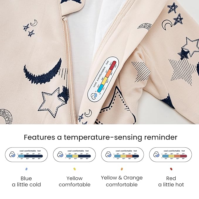 Unisex Sleeping Bag for Babies and Toddlers 1.0 Tog Sleep Sack 0-6Months, Newborn Sleep Sack, Wearable Blanket Baby, One Piece Long Sleeves, Gifts for Baby