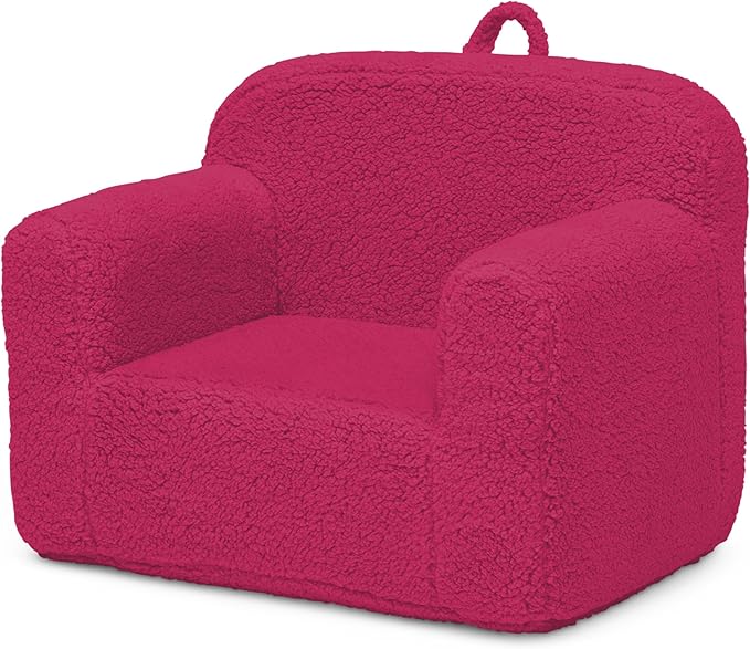 Delta Children Sherpa Cozee Chair - Foam Kids Chair for Ages 18 Months and Up, Hot Pink