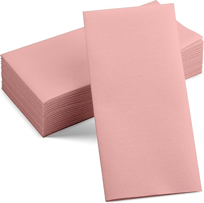 Linen-Feel Colored Paper Napkins - Decortive Cloth-Like Mellow Rose Dinner Napkins - Soft And Absorbent. For Kitchen, Party, Wedding, Bathroom Or Any Occasion. (Pack of 100)