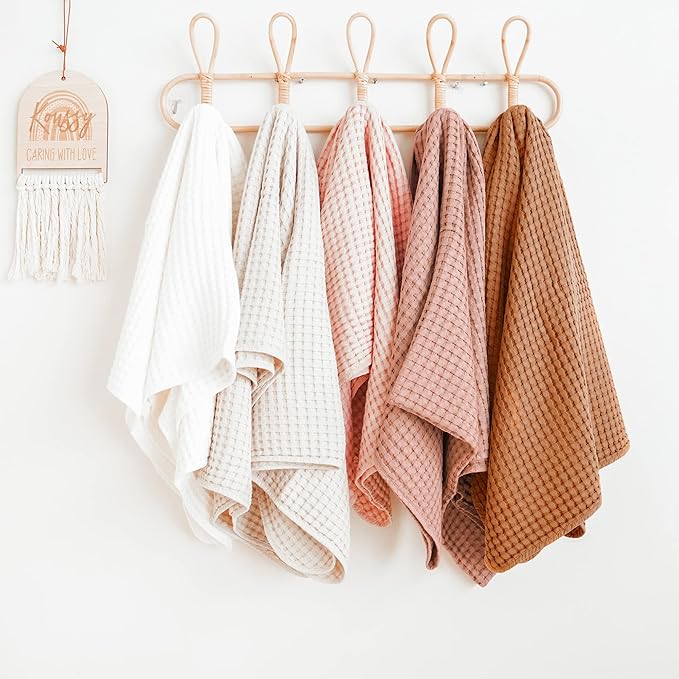 Konssy Waffle Baby Blanket - Soft & Cozy Nursery Swaddle Blanket, Lightweight Toddler Throw for Boys & Girls, Ideal for Wrapping(Blush Pink)