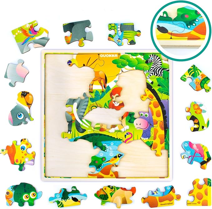 QUOKKA Wooden Africa Puzzles for Kids Ages 3-5 – 28 Pieces Toddlers Kids Puzzles Ages 4-8 Year Olds – Wood Africa Toys for Children 6-8 yo