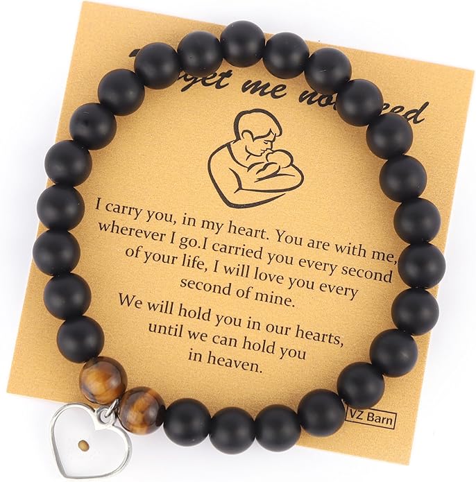 Miscarriage Gift Heart Charm Stretch Bracelet Crystals and Healing Stones Bracelet for Mother Father