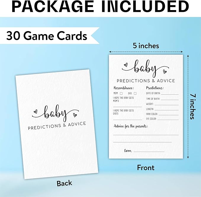 Minimalism Baby Shower Game Cards - Advice For New Parents, Gender Reveal Party, Set Of 30 -A01
