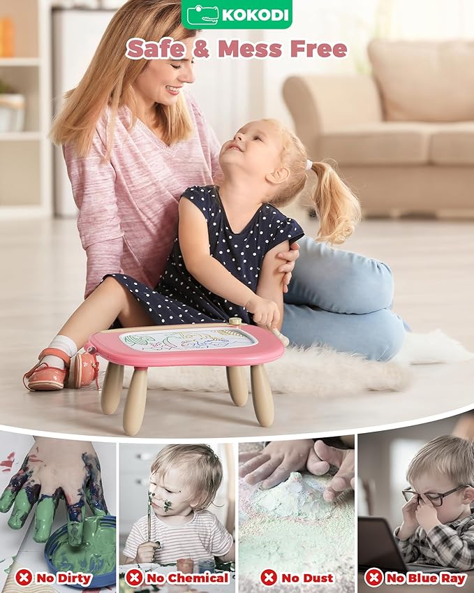 KOKODI Magnetic Drawing Board, Toddler Girl Toys for 1-2 Year Old, Large Doodle Board Pad Learning and Educational Toys for 1 2 3 Year Old Baby Kids Birthday Gifts(Pink)