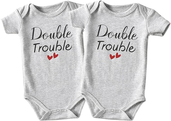 shlrzy Double Trouble Twin Outfits For Boy And Girl Newborn Twins Baby Items Must Haves Twin Baby Gifts