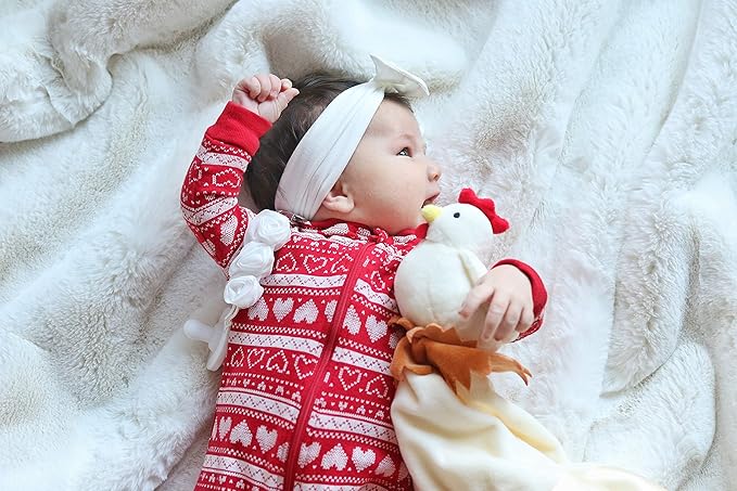 Chicken Lovey Blanket for Baby | Large 20" x 20" Baby Lovey for Girls or Boys | Cute Chicken Security Blanket for Babies and Toddlers