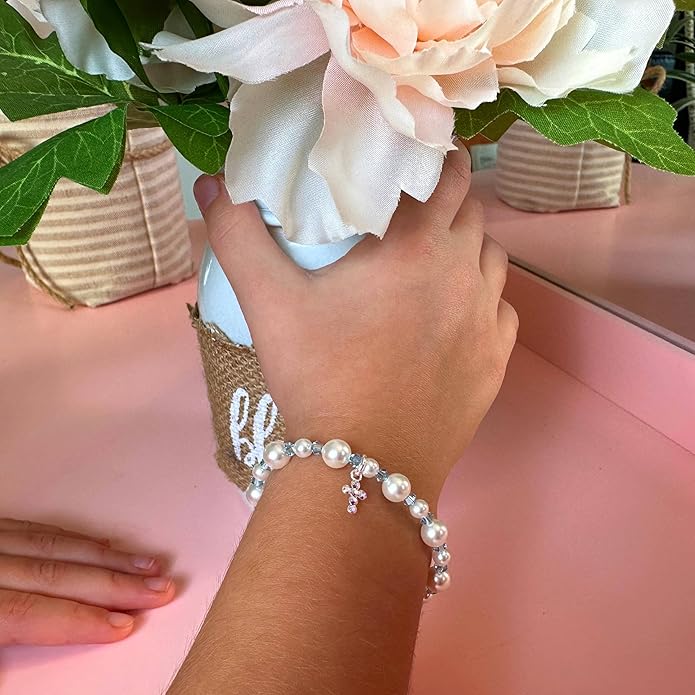 Customized Initial Bracelet for kids, Birthstone Jewelry, Womens Bracelets for Girls, Personalized Baby Gifts, Sterling Silver Alphabet Charms, Newborn, infant, Toddler, Teen, Mother