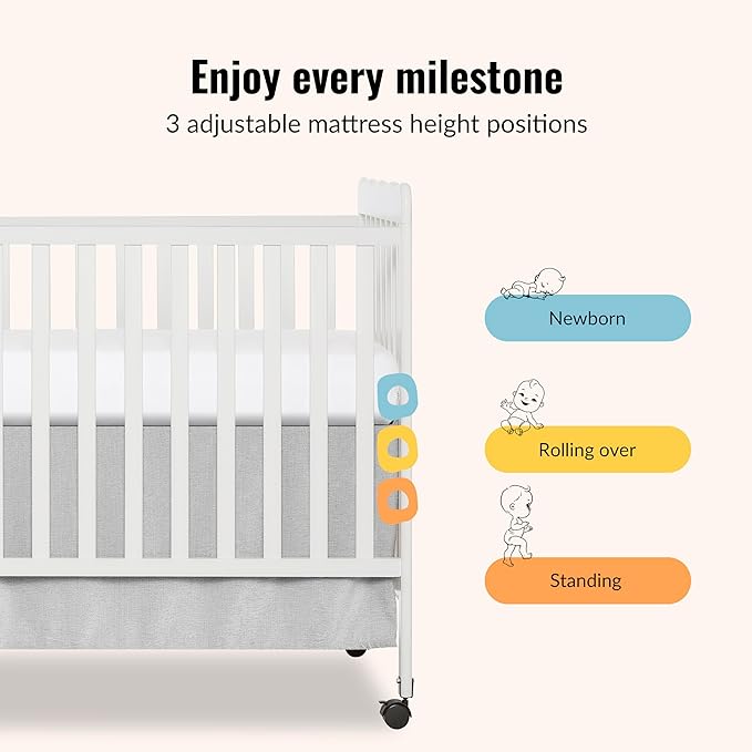 Dream On Me Carson Classic 3-in-1 Convertible Full-Size Baby Crib in White, GreenGuard Gold & JPMA, 4 Mattress Heights, Converts to Day & Toddler Bed, Locking Wheels, Classic Nursery Design