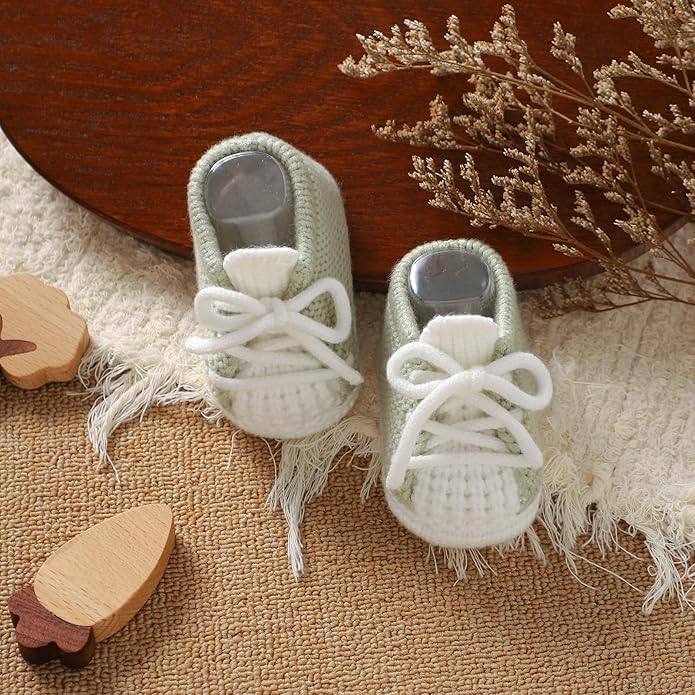 DovFanny Baby Booties Newborn Baby First Shoes Cozy Warm Knit Soft Booties for Toddler Infant Boy Girl