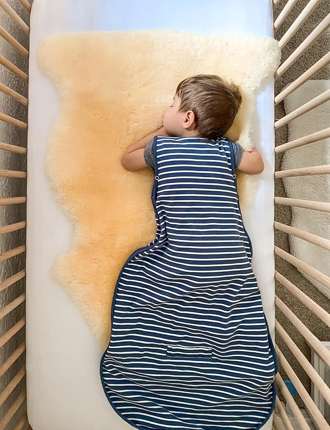 Woolino Toddler Sleeping Bag, 4 Season Merino Wool Baby Sleep Bag or Sack, 2-4 Years, Navy Blue