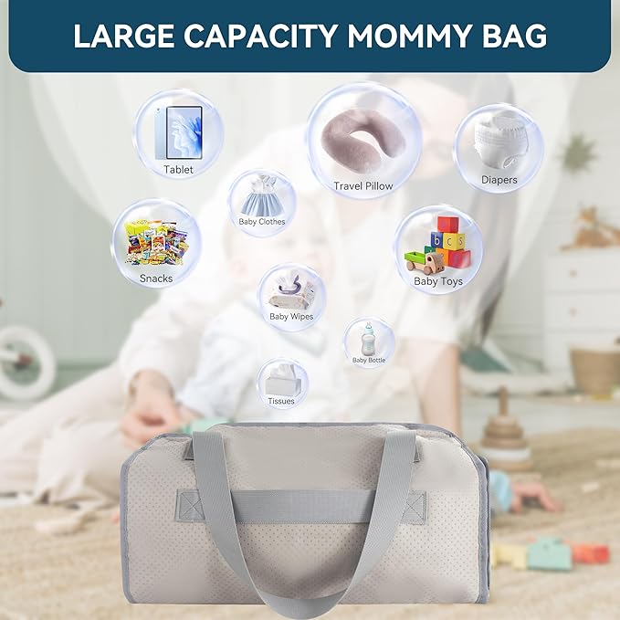 Toddler Airplane Bed & Travel Bag 2 in 1, Portable Airplane Seat Extender for Kids, Adjustable Footrest Baby Airplane Travel Essentials, Carry On Gym Weekender Bag for Mommy (Grey)