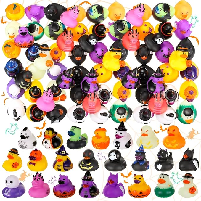 48Pcs Halloween Rubber Ducks in Bulk,Assorted Halloween Rubber Duckies Cruise Duckies for Ducking Reward Prize Gifts for Decor Trick or Treat Party Favors