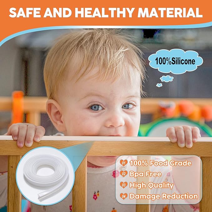 Baby Proofing, Edge Protector 100% Silicone, Soft Corner Protectors for Kids, Pre-Tape Adhesive Edge Guard for Kids Safety, Child Drawer Furniture Cabinet Bumper (32.8ft 0.6x0.6in(Width))