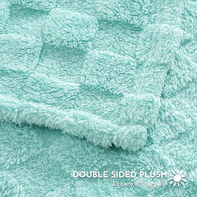 Checkered Baby Blankets Double-Sided Fleece Plush Toddler Blankets for Boys Girls, Lightweight Soft Cozy and Warm Blanket for Home Bed, Couch, Sofa 30 x 40 Inches Aqua Blue