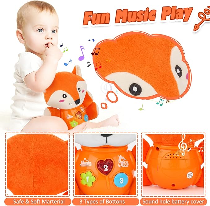 Musical Baby Toys, Cute Fox Newborn Toys for Toddlers Babies 0 3 6 9 12 Month, Infants Baby Toy for Girls and Boys Best Gift