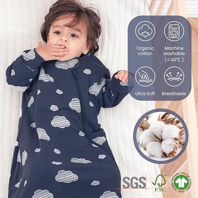 Unisex Sleeping Bag for Babies and Toddlers 1.0 Tog Sleep Sack 18-36Months, Baby Sleep Sack, Newborn Sleep Sack, Wearable Blanket Baby, One Piece Long Sleeves, Gifts for Toddlers