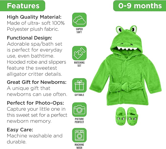 Rising Star Baby Toddler Robe Or Kids Robe for Girls and Boys - Kids & Baby Bath Robe Spa Set with Washcloth or Slippers