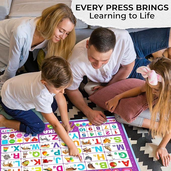 QUOKKA Alphabet Poster Educational Toy for 3-4 Year Old – ABC Learning Wall Chart for Toddlers – Interactive Speech Therapy Game for Kids 5-6-7 yo – Talking for Girl & Boy