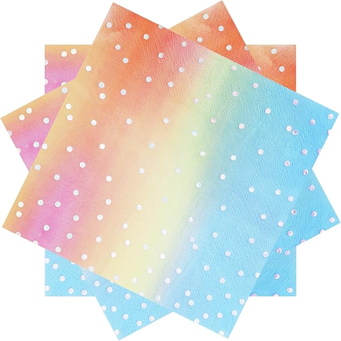 13X13 Inch Pink and Silver Napkins,100 Pack Pink Pastel Disposable Cocktail Paper Napkins for Women Birthday Wedding Rainbow Party Supplies