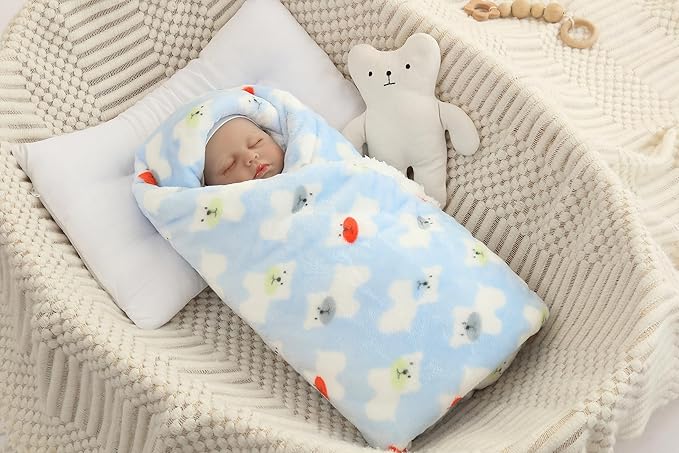 30" x 40" Newborn Blanket Soft Cozy Toddler Lightweight Fuzzy Fluffy Warm Plush Baby Blankets for Infant Toddler Unisex Crib Cot Stroller Unisex (Blue Bear)