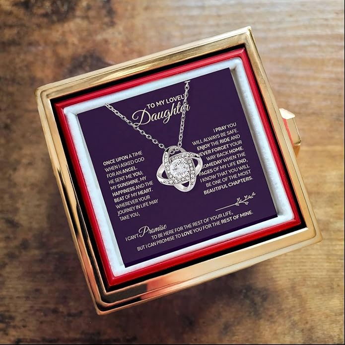 To My Beautiful Daughter Necklace from Mom & Dad | Cubic Zirconia Pendant with Heartfelt Message Card & Gift Box | Daughter Birthday, Graduation, Christmas Jewelry Gift from Parents