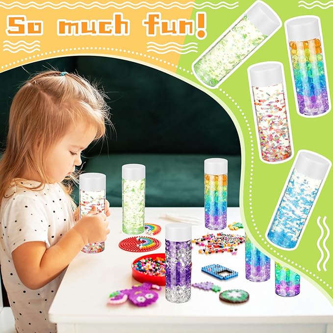 Hoolerry 16 Pcs Empty Plastic Sensory Bottles with Lids Reusable Clear Plastic Sensory Water Bottles for DIY Crafts Classroom Handmade Party Decoration(White,13.5 oz)