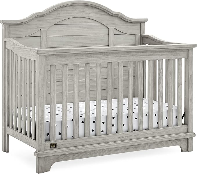 Delta Children Simmons Kids Asher 6-in-1 Convertible Crib with Toddler Rail, Rustic Mist