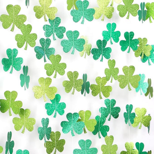 St-Saint Patricks-Day Decorations Shamrock Green-Garland - 35ft St. Patrick's Day Decorations Hanging Decoration Streamers Banner, Baby Birthday Irish Party Decor Accessories Panduola