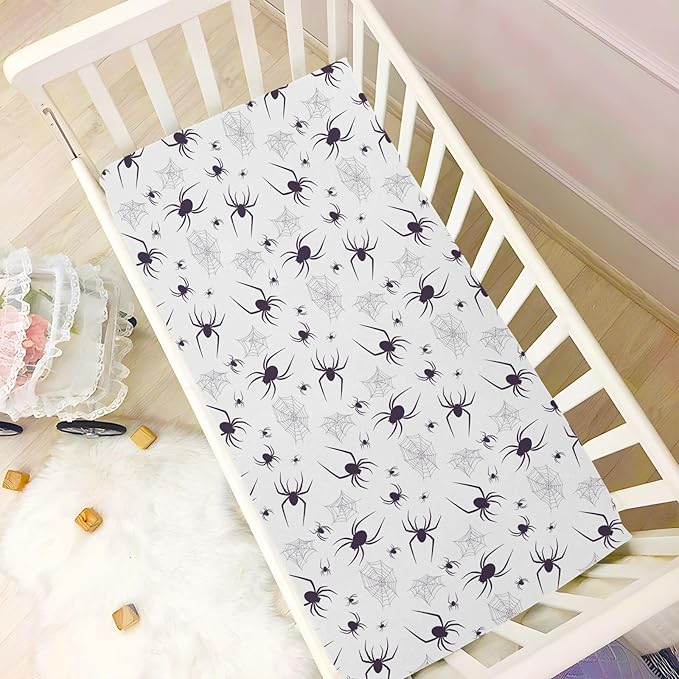 Spiders Crib Sheets for Neutral Bassinet Play Sheets,Sheets Toddler Bed Sheets for Baby Boys Girs 39 * 27 * 5in