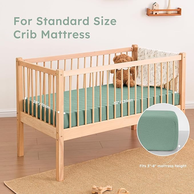 Yoofoss Muslin Crib Sheets for Boys Girls 100% Cotton Fitted Baby Crib Sheet 2 Pack Soft and Breathable for Standard Crib Mattress & Toddler Mattress 52"x28"
