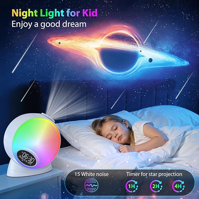 Galaxy Projector, 12 in 1 Planetarium Star Projector for Bedroom, Galaxy Light Projector with Bluetooth Speaker, White Noise, Meteor Effects, RGB Lighting & Timer, Space Night Light for Kids,Adults