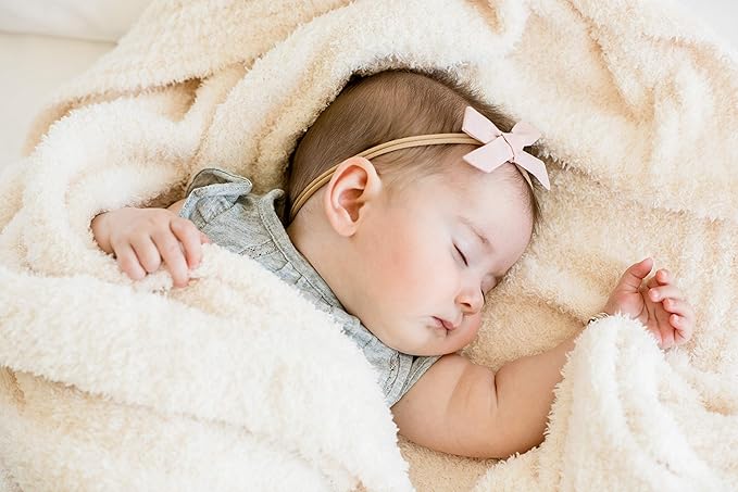 SARANONI Bamboni Luxury Baby Blanket, Breathable & Soft Plush for Infant Boys & Girls (Ivory, Mini 15” x 20”)