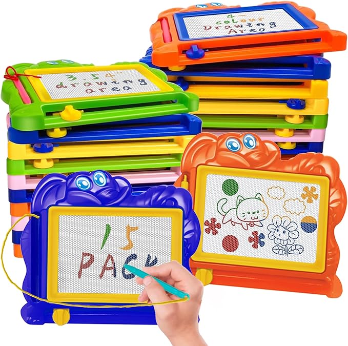 Hymaz 15 Pack Mini Magnetic Drawing Board for Kids, Colorful Doodle Drawing Board for Toddlers 1-3, Erasable Doodle Sketch Tablet Writing Pad for Boys Girls Classroom Rewards Party Favors Bag Stuffers