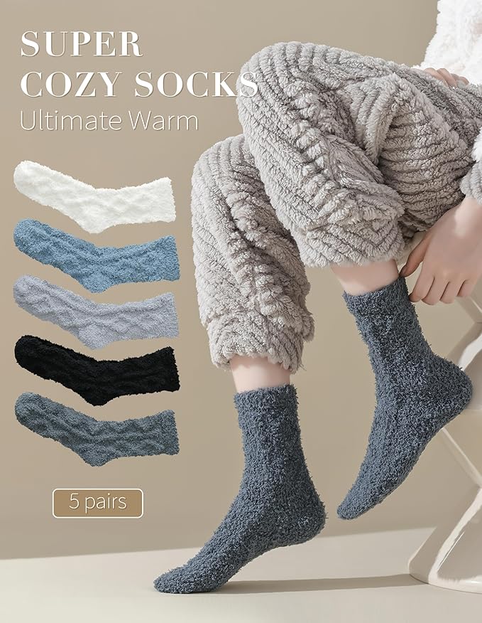 TEHOOK Warm & Cozy Gifts for Women, Fluffy Fuzzy Sock, Plush Sleeping Slipper Socks - Soft Warm Fabric