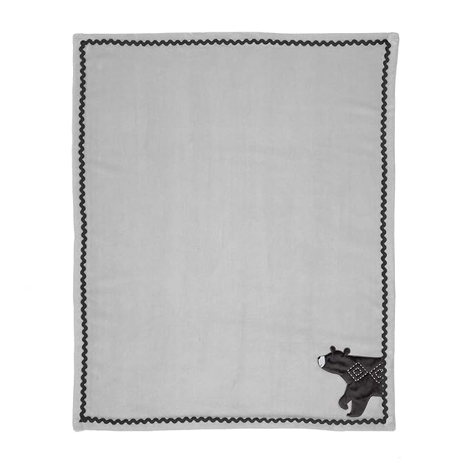 Lambs & Ivy Woodland Forest Gray Fleece Bear Nursery Baby Blanket
