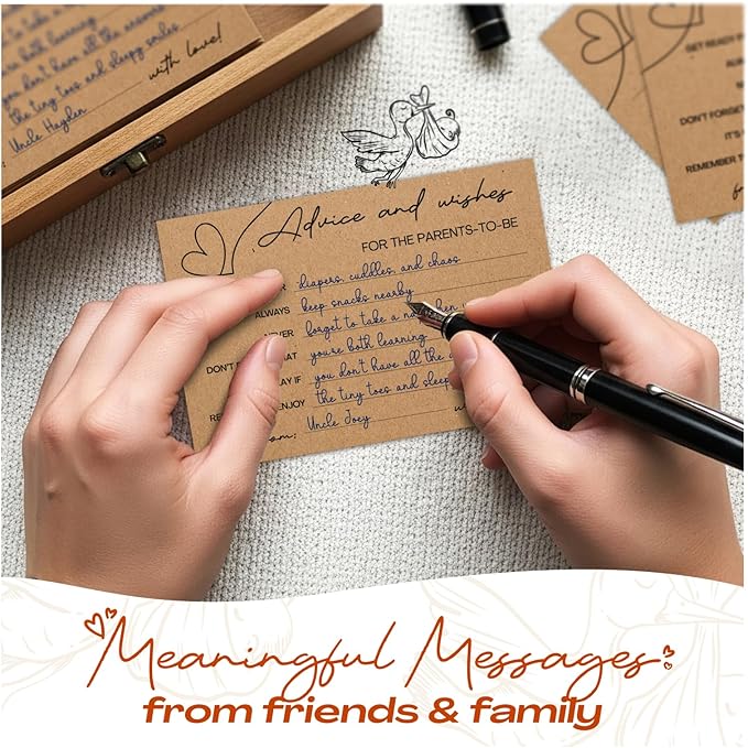 Baby Shower Advice Cards for Parents To Be - 50 pcs Double Sided Wishes Cards with Box - Wishes for Baby Shower Decoration Fun Baby Time Capsule Prediction Game Ideas Well Wishes for Mommy To Be