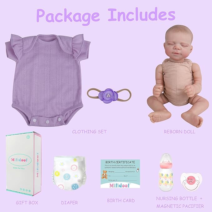 Milidool Realistic Reborn Baby Dolls - 20 Inch Real Life Baby Girl, Lifelike Doll Newborn Baby with Soft Cloth Body for Kids Age 3+ Gift