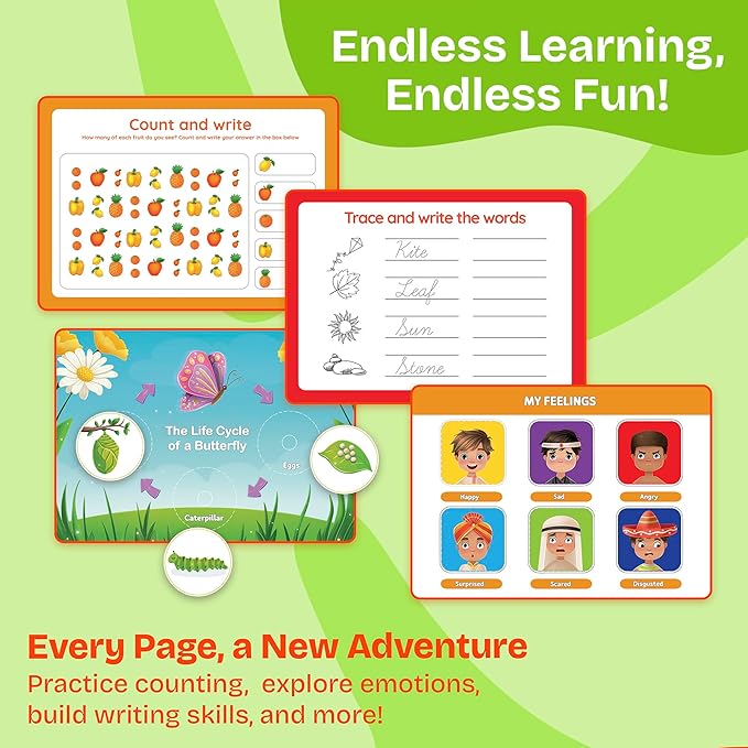 Toddler Busy Book – Montessori Activity Book for 3+ Year Olds – 14 Interactive Learning Pages with Matching, Tracing & Puzzles – Preschool Educational Toy for Fine Motor Skills & Early Development