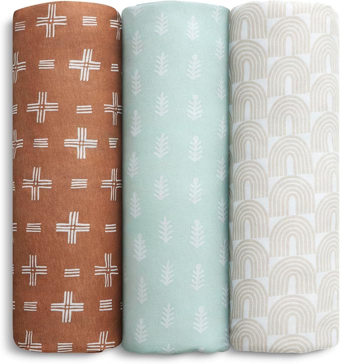 Delta Children Fitted Crib Sheets for Girls and Boys - 100% Organic Cotton Crib Sheet for Standard Crib and Toddler Mattresses - 28x52 Inch - GOTS Certified (Pack of 3), Neutral Boho