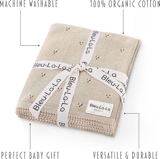 Luxury Organic Pointelle Receiving Blanket (Oatmeal)