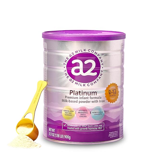 a2 Platinum® Premium Infant Formula for Babies Ages 0-12 Months, Whole Milk Powder-Based Formula with Iron, Nutritionally Complete, Made with Pure and Natural a2 Milk®, 31.7- oz Can, Pack of 6