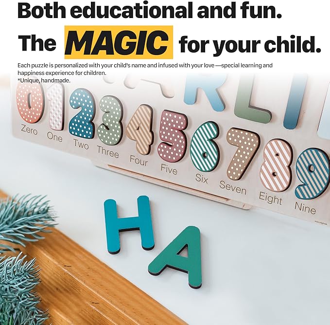 Custom Baby Name Puzzle, Toddler Educational Toy, Wooden Montessori Gift, Baby Shower & Birthday Surprise (0-3 Years)