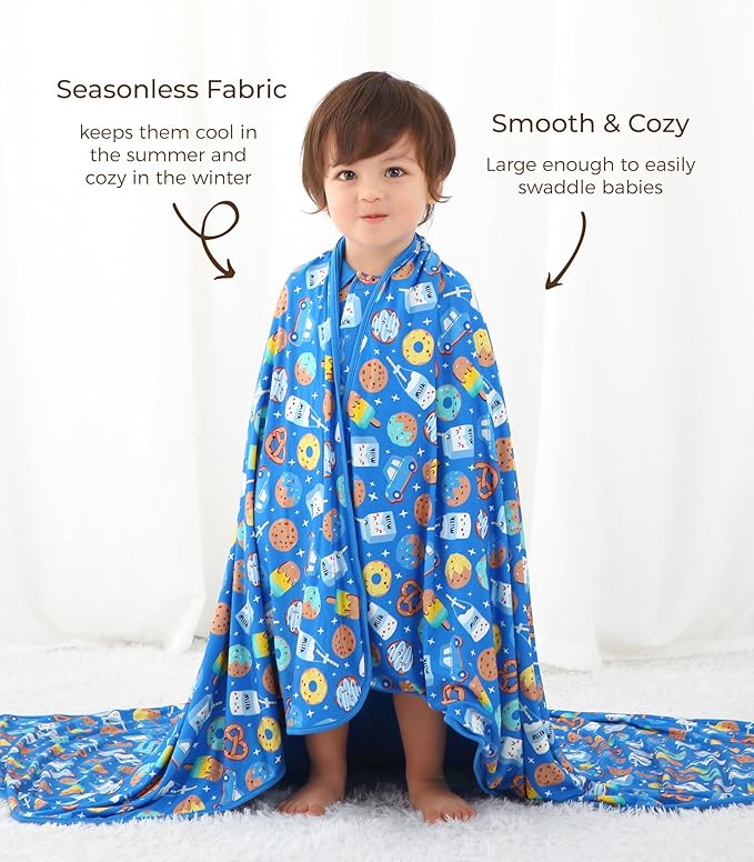 Premium Baby Blanket, Stretchy Quilt for Kid, Soft Crib Bedding for Newborn Baby and Toddler, Nursery Blanket for Boys and Girls, Viscose Made from Bamboo, 50'' x 50'' Cookies