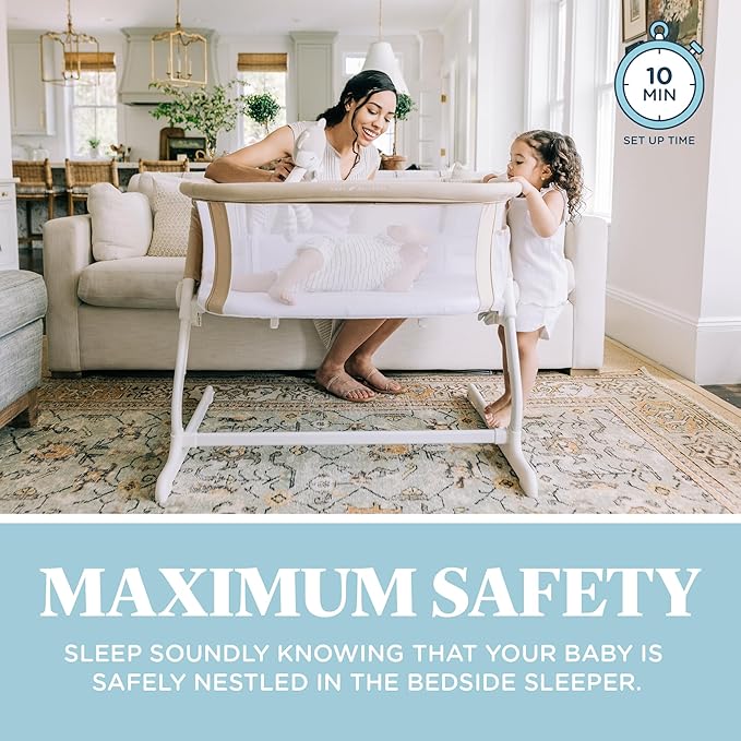 Baby Delight Beside Me Dreamer Bassinet | Bedside Sleeper & Baby Bassinet | 6-Position Height Adjustment | Organic Oat