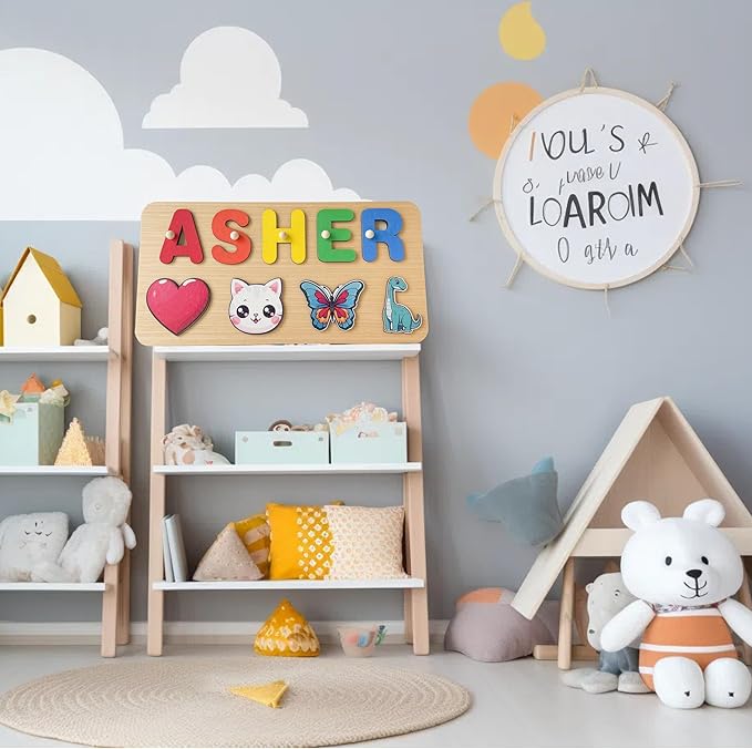 Name Puzzle for Kids Personalized,Wooden Name Puzzle for Toddlers 1-3,Montessori Toys,1 Year Old Boy Toys,1st Birthday Girl Gifts